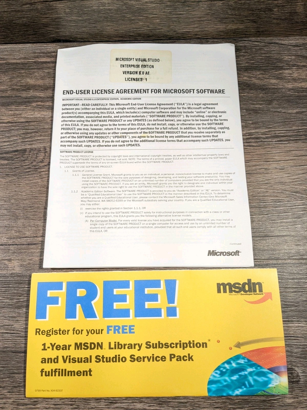 Microsoft Visual Studio 6.0 Enterprise Edition 628-00404 Retail Box Complete NOB