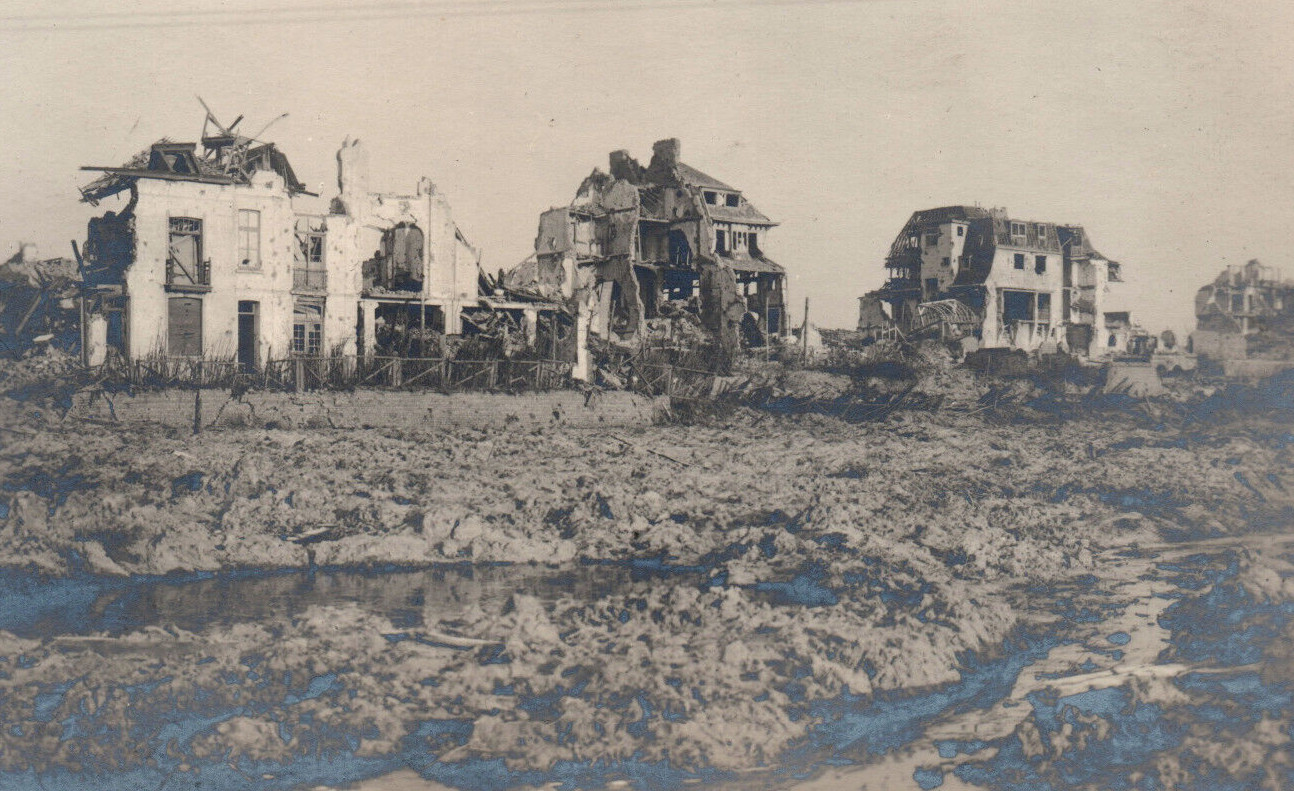 RPPC WWI Flanders Battlefield Destroyed Homes German Real Photo Postcard