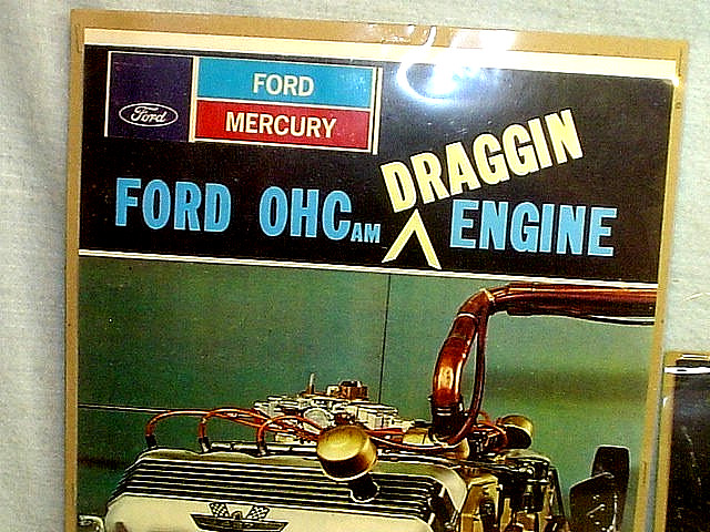 THREE VINTAGE 1960's FORD 427 OHC SOHC DRAGGIN ENGINE ADVERTISING PAPER POSTERS
