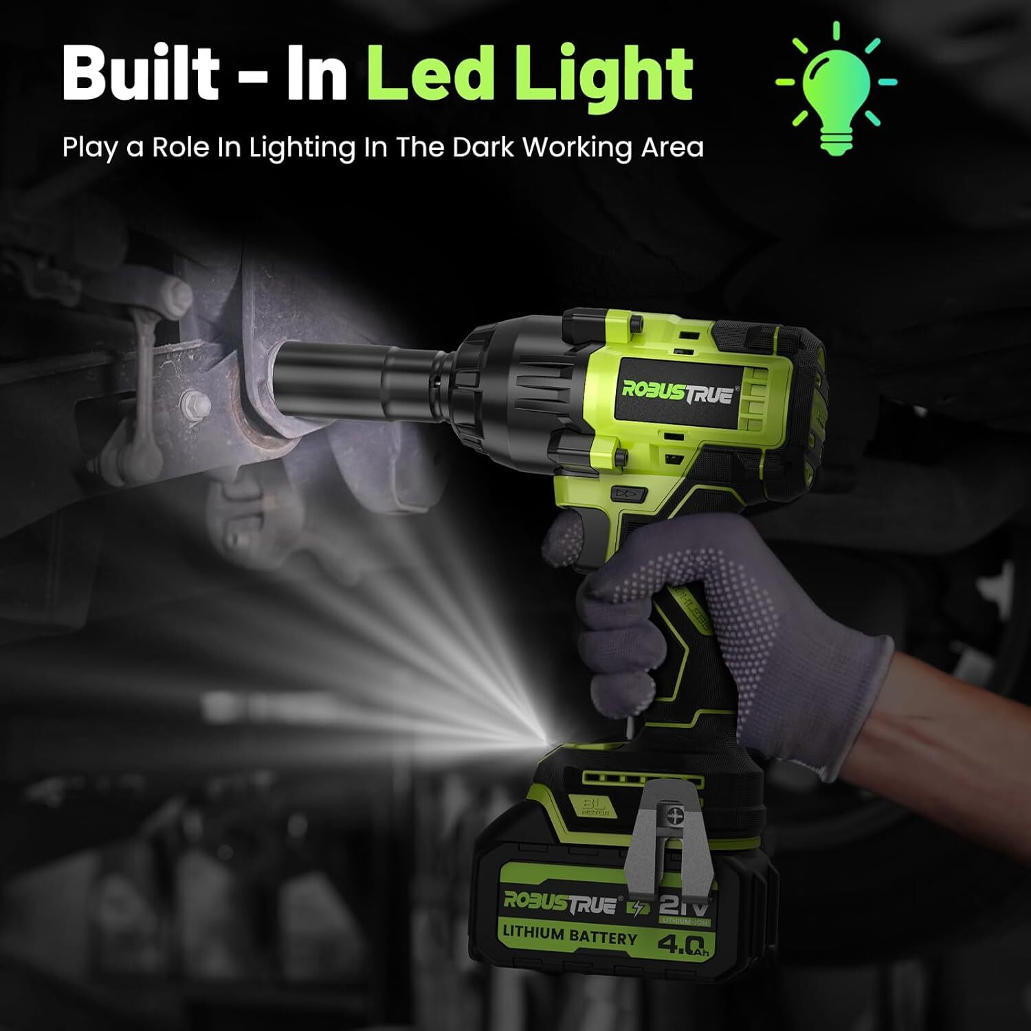 Cordless Impact Wrench 740Ft-lbs 1000N.m Brushless 1/2" 2x4.0Ah for Car Truck