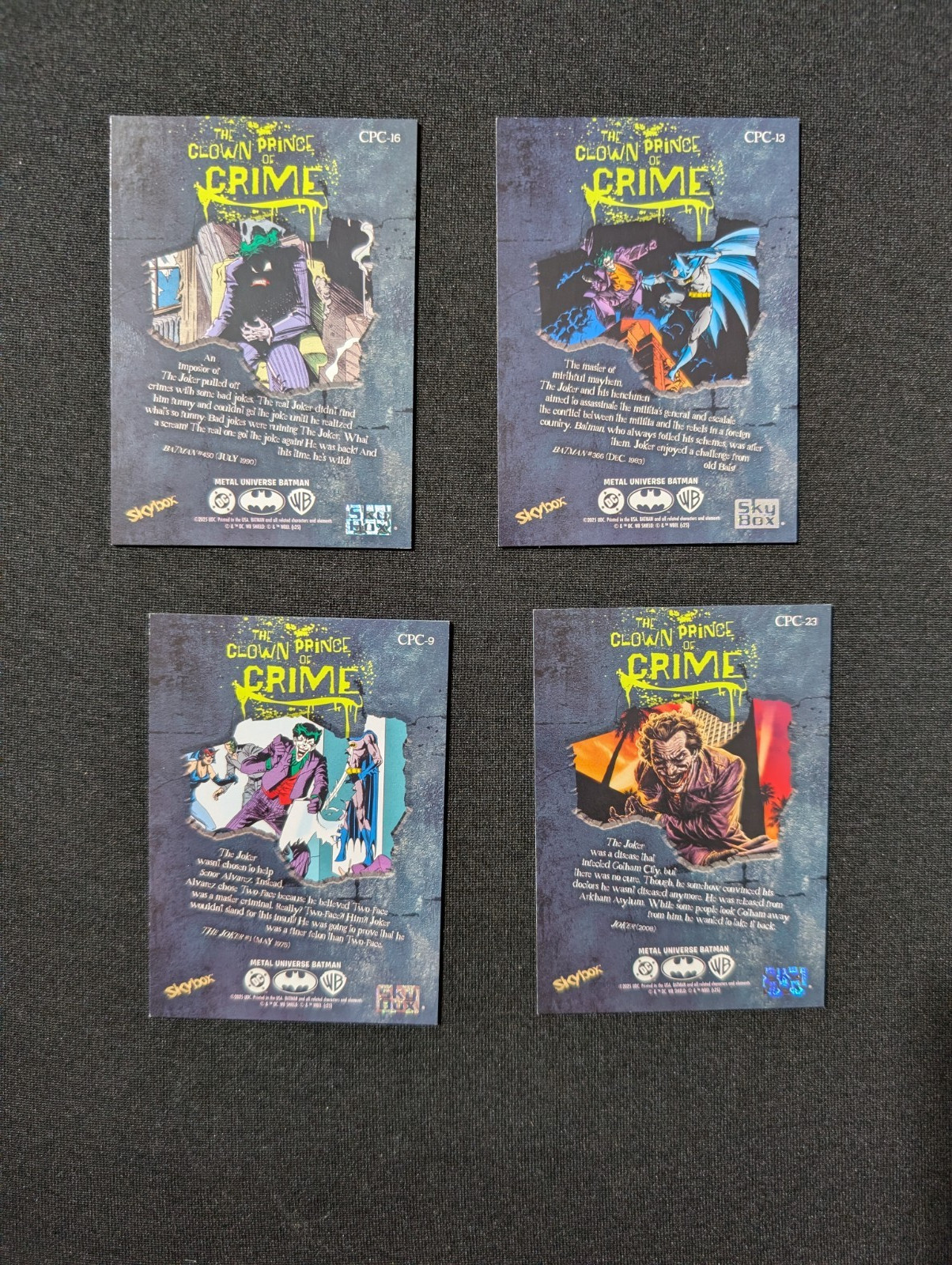 2025 Skybox Batman Metal Universe Joker Clown Prince 4 Card Lot CPC-9 13 16 23