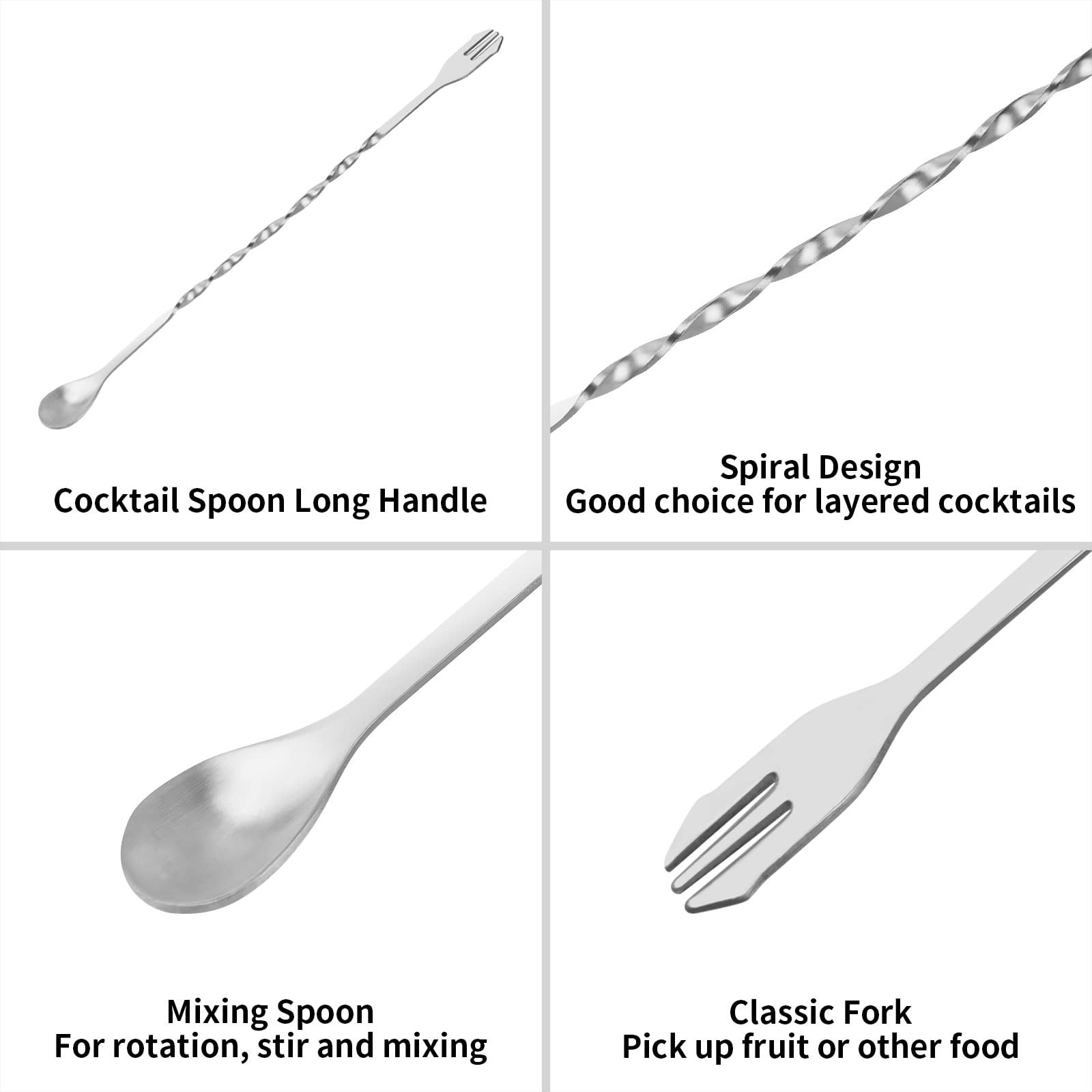 10 Muddler Cocktail Mixing Spoon Stainless Steel Stirrer for Mojitos Fruitdrinks