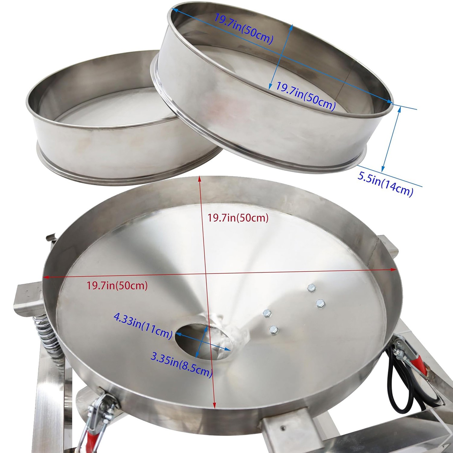 Commercial 19.6" Vibrating Sieve Machine 40&100 Mesh Electric Sifter Screening