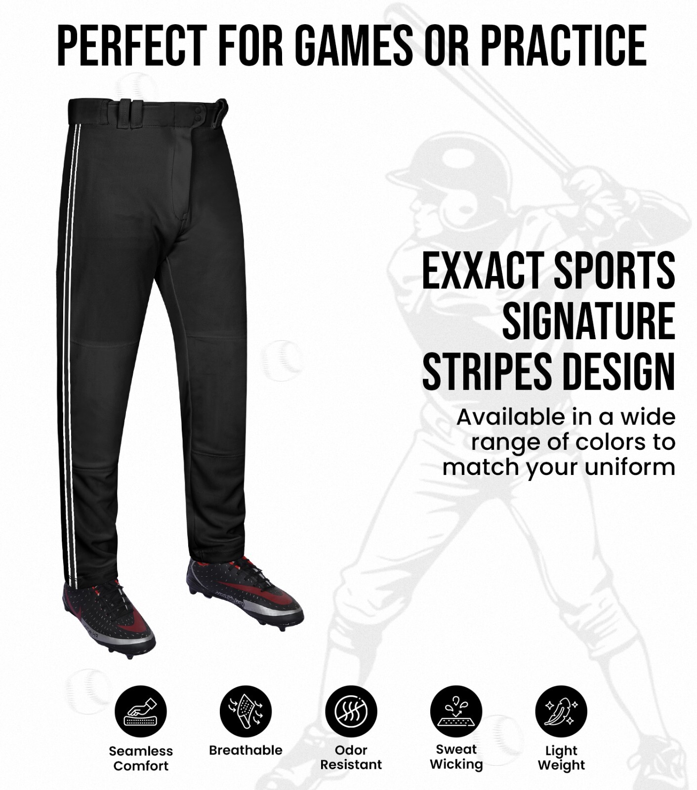 Exxact Sports Proline Full Length Baseball Pants Adult with Stripes For Men