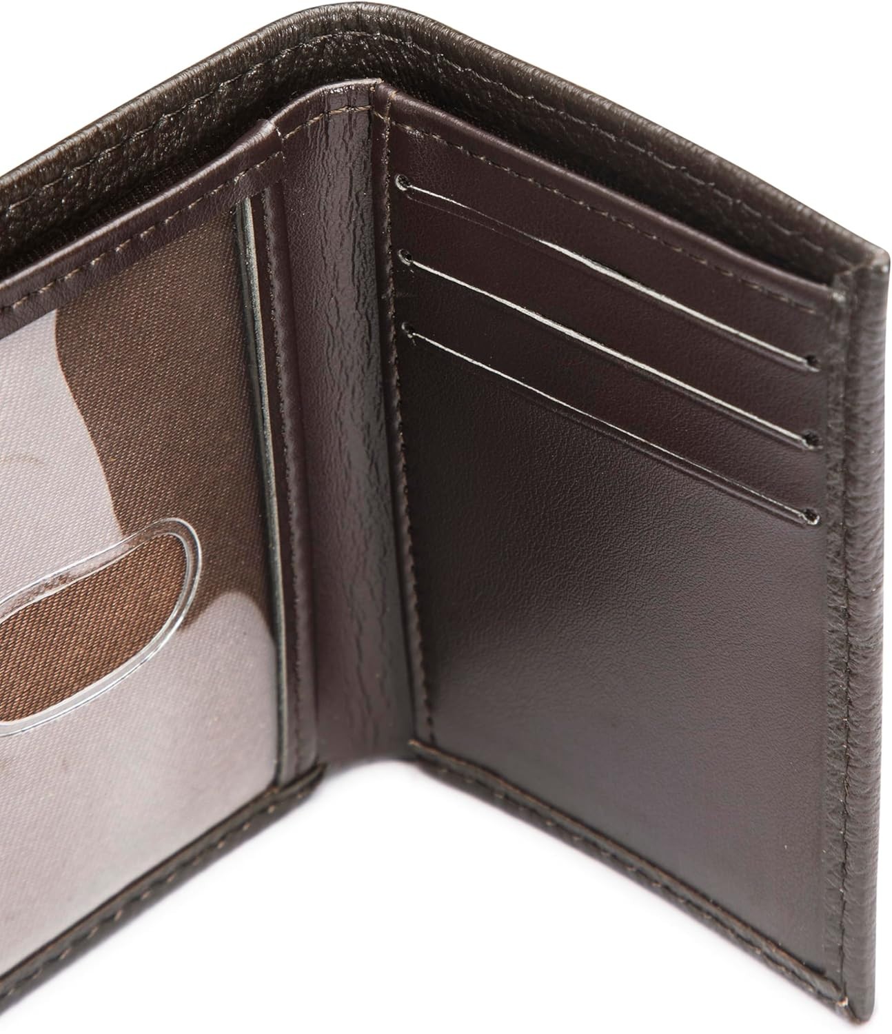 CAT Caterpillar Mens GENUINE LEATHER RFID Trifold Wallet Brown Chocolate in TIN