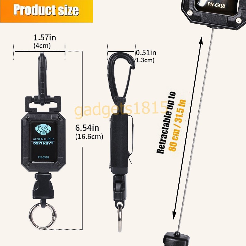 CB Radio Mic Holder Hanger Retractable 32" Stainless Steel Cord Keeper w/ Clip