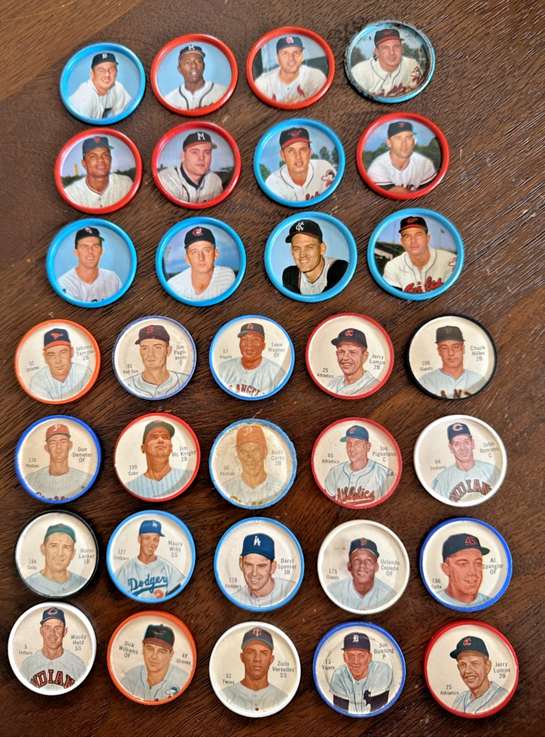 1962/1963 Salada Tea Junkett Baseball Coins Lot 32 Kaline Aaron Robinson Wilhelm