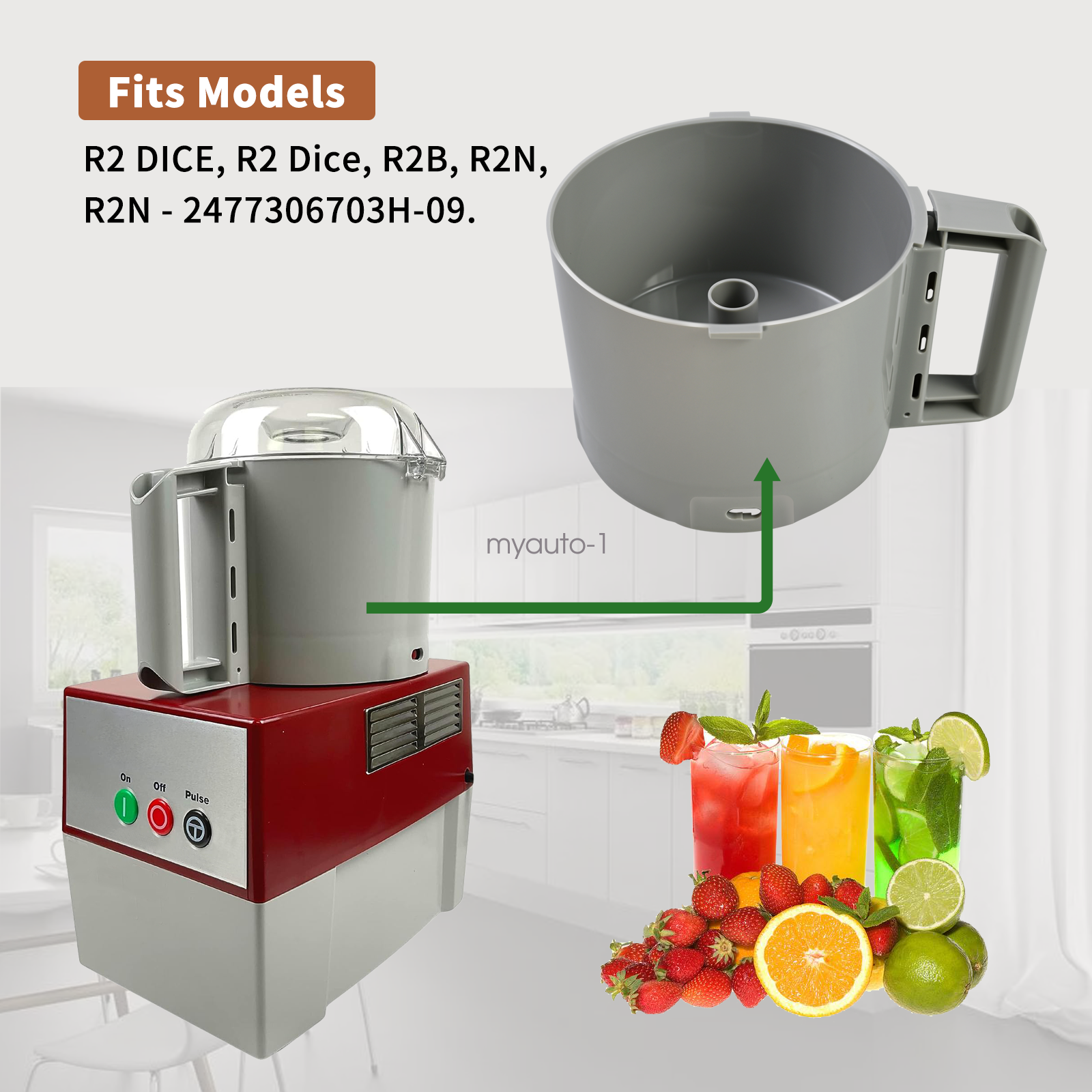 112204S Food Processor Gray Bowl 3 Quart compatible with Robot Coupe R2 3L Gb