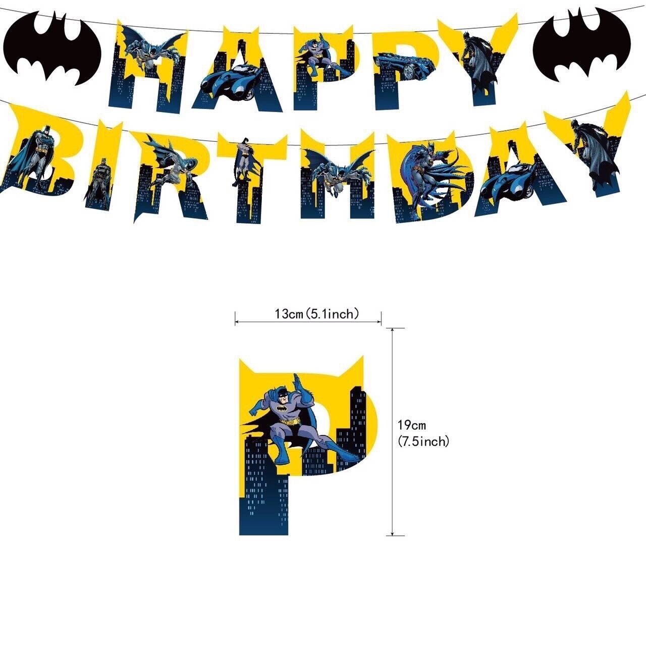 Batman Birthday Party Decoration Set with Banner Balloon Cake Topper