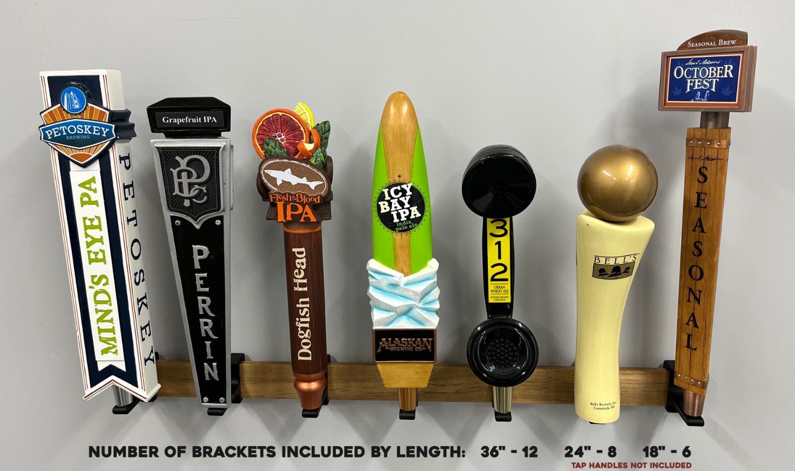 Tap Handle Wall Display (Cleat) - 18", 24" or 36" Long