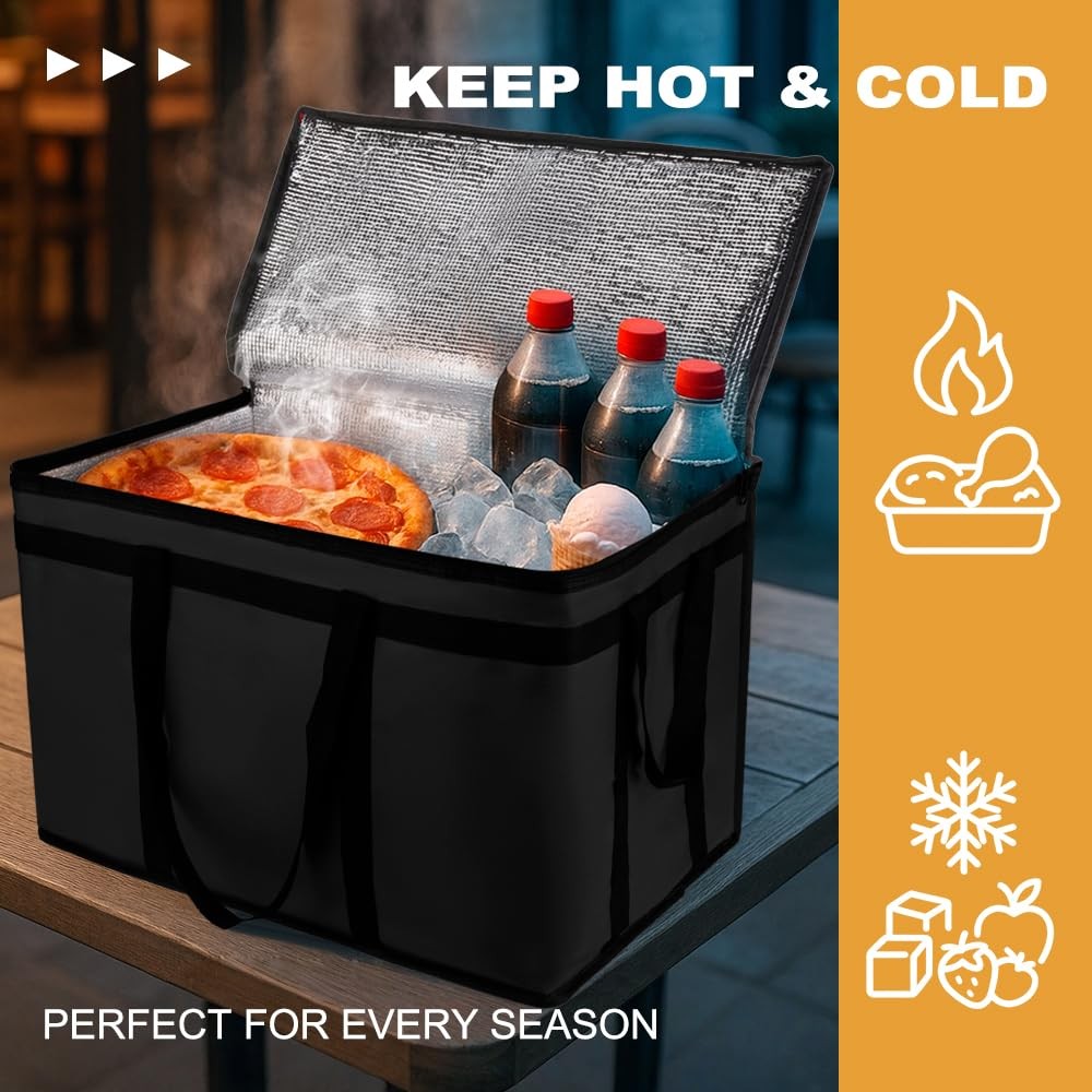 Insulated Food Delivery Bag Reusable Thermal Cooler Grocery Bags for Caterin...