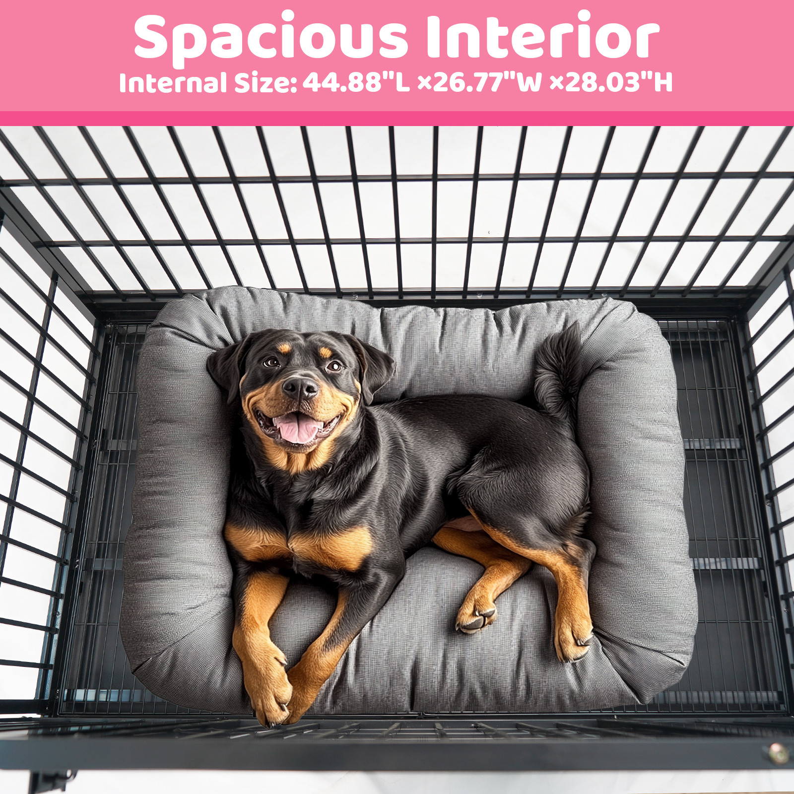 47 in Large Dog Crate Dog Kennel Indoor Stackable, Big Dog Cage for Large Dogs