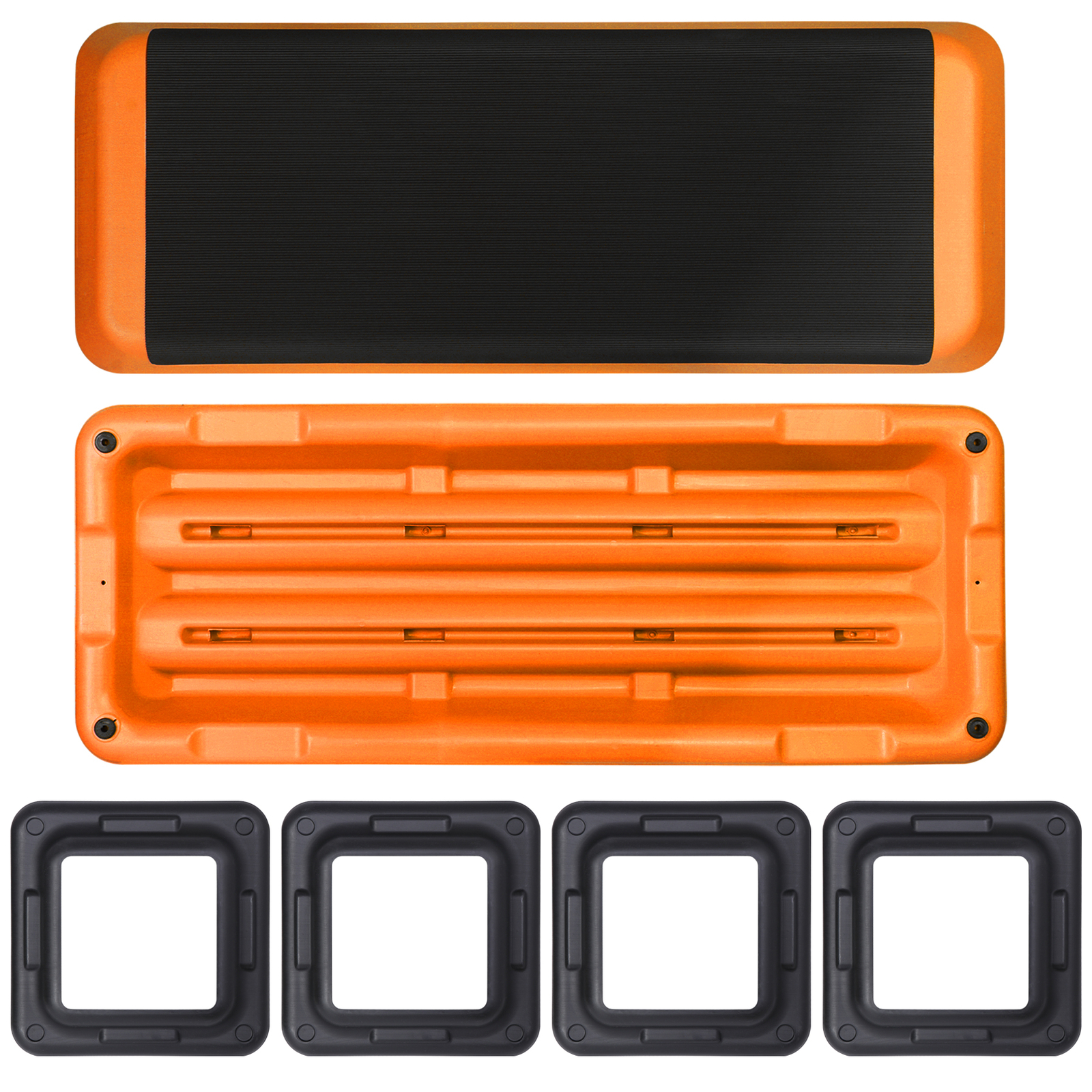 43'' Exercise Aerobic Step Platform Adjustable Fitness Stepper w/4 Risers Yellow