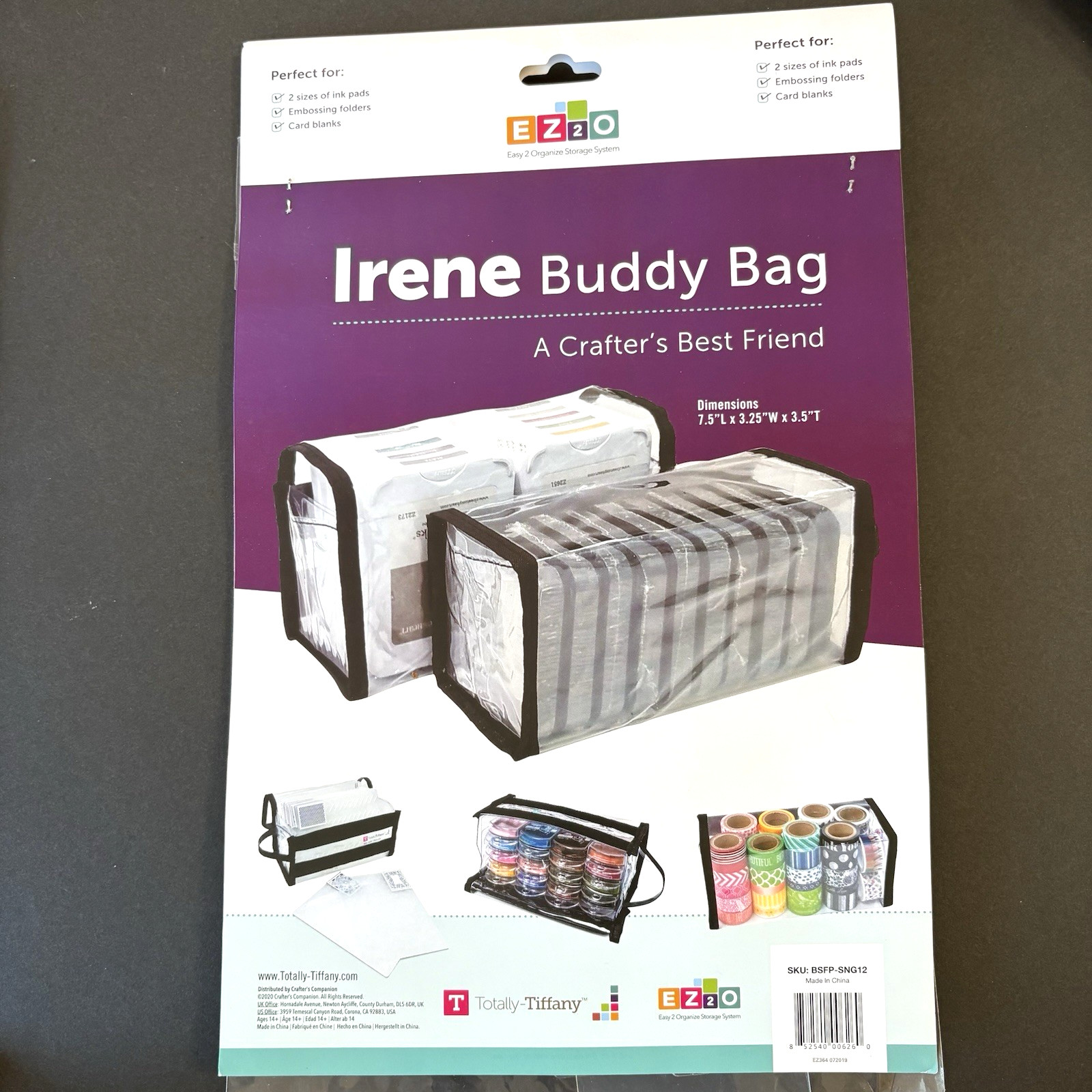 Totally Tiffany Irene Buddy Bag Clear Zip Storage 7.5x3.25x3.5in Craft Ink EF