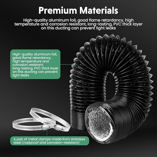 10 Inch 8 FT Aluminum Flexible Duct with Four Layers of Protection, for Heating