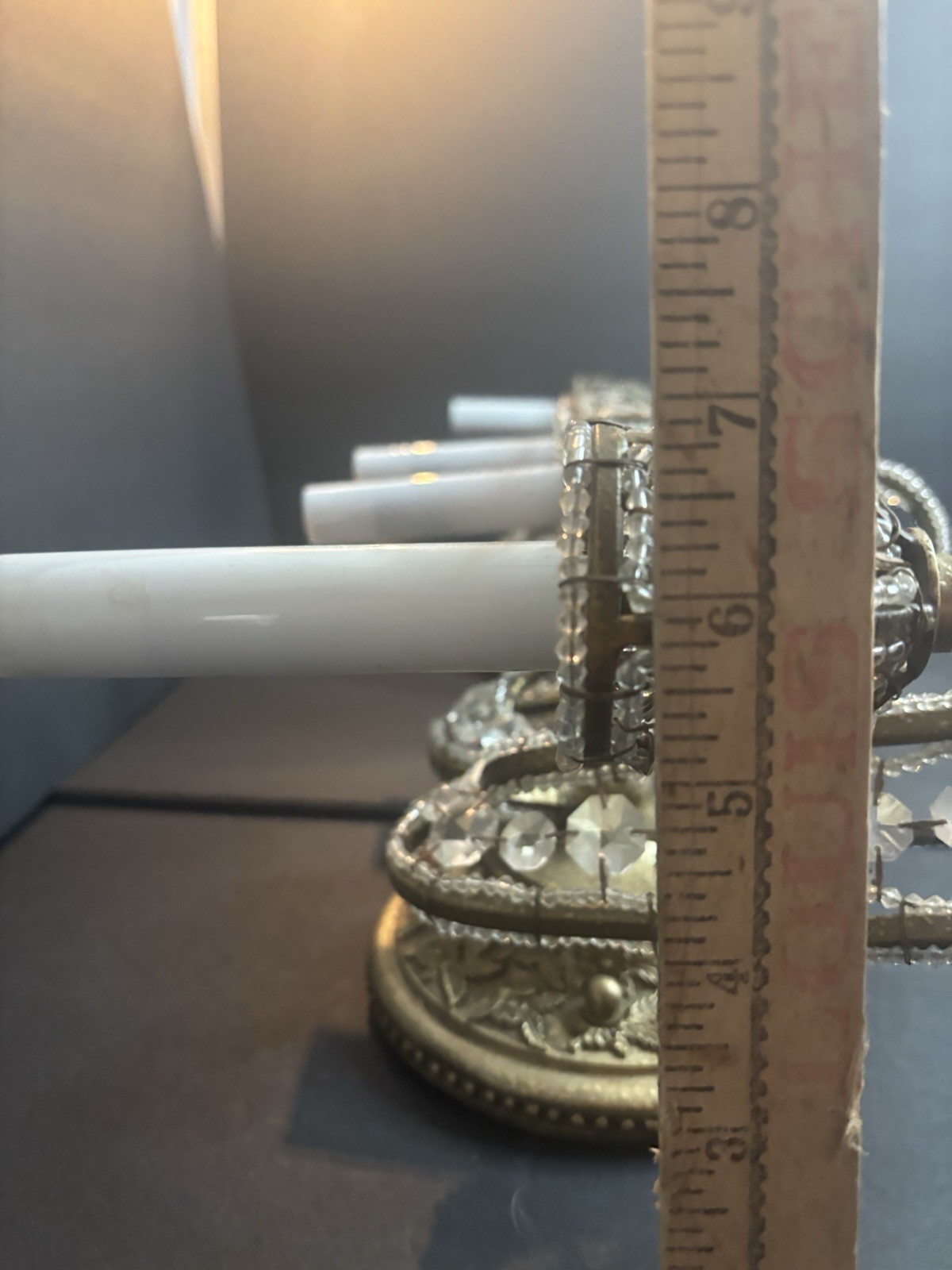 Pair Double Arm Wall Sconces Crystals Beaded Antique Style