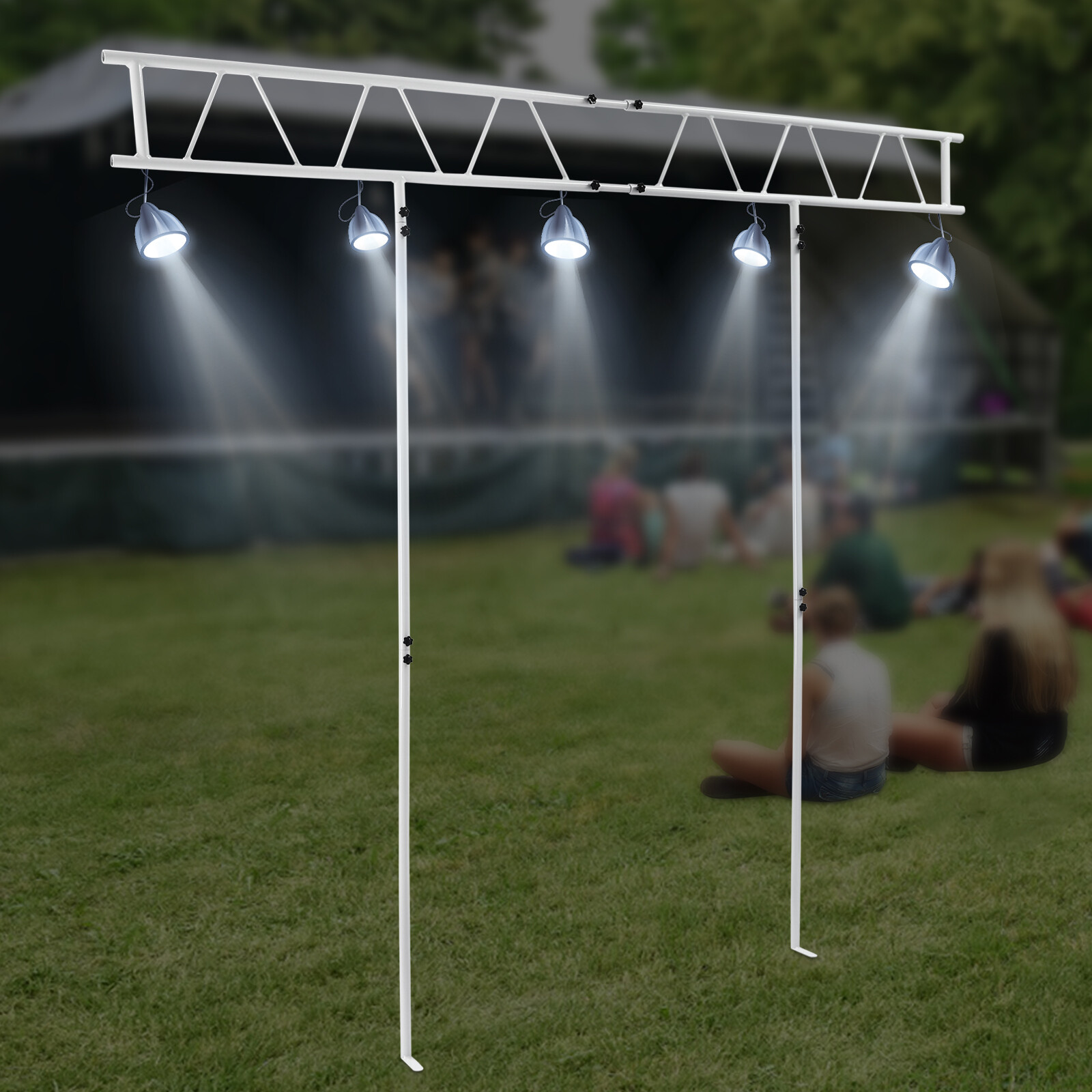 Light Truss Stand System, Trussing DJ Booth Kit 7x8ft Stage DJ Light Stand T-Bar