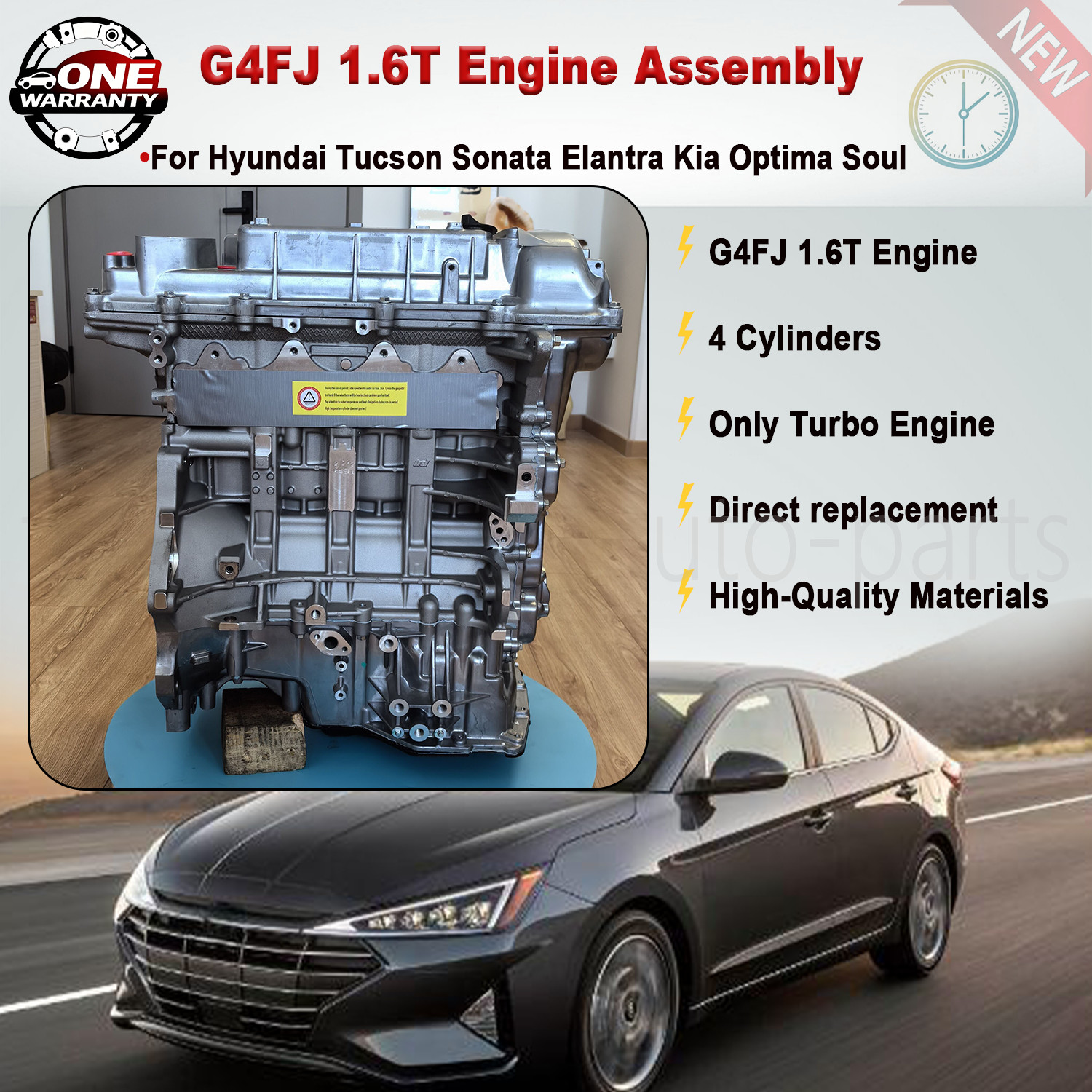 Brand New Engine Motor 1.6L 4 Cyl Turbo G4FJ T-GDI For 2016-2018 Hyundai Tucson