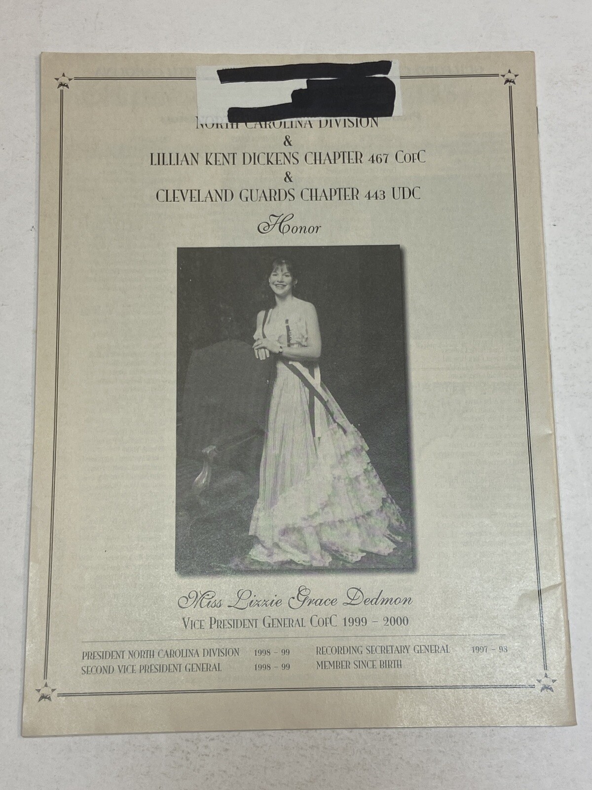 UDC United Daughters of the Confederacy Magazine Oct 1999 NC Womens Home Pickens