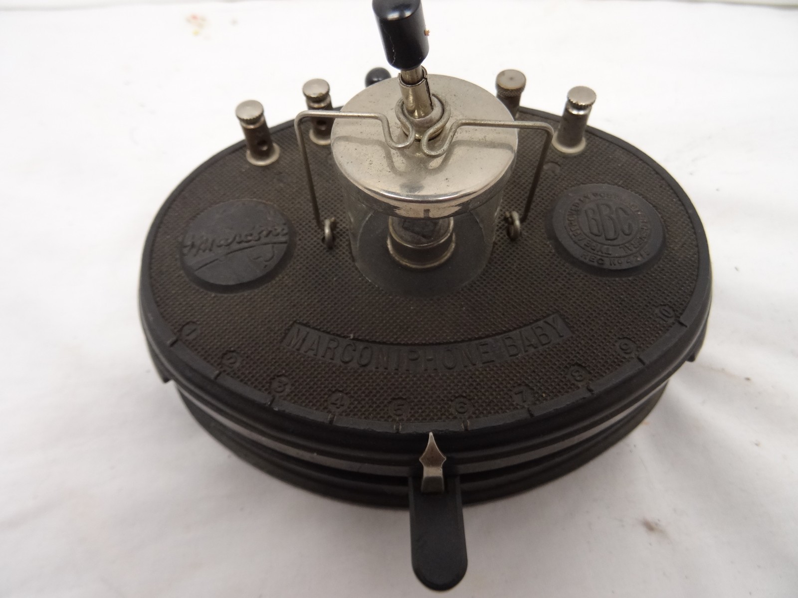 Marconiphone Baby, Marconi Company black ebonite moulded Crystal Radio set RARE