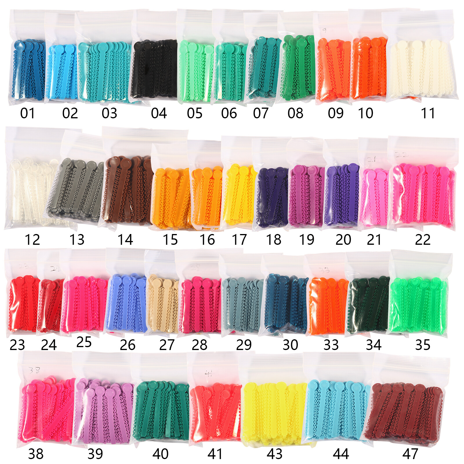 1040pcs Dental Orthodontic Ligature Ties Elastic Bands for Brackets 43 Colors AA