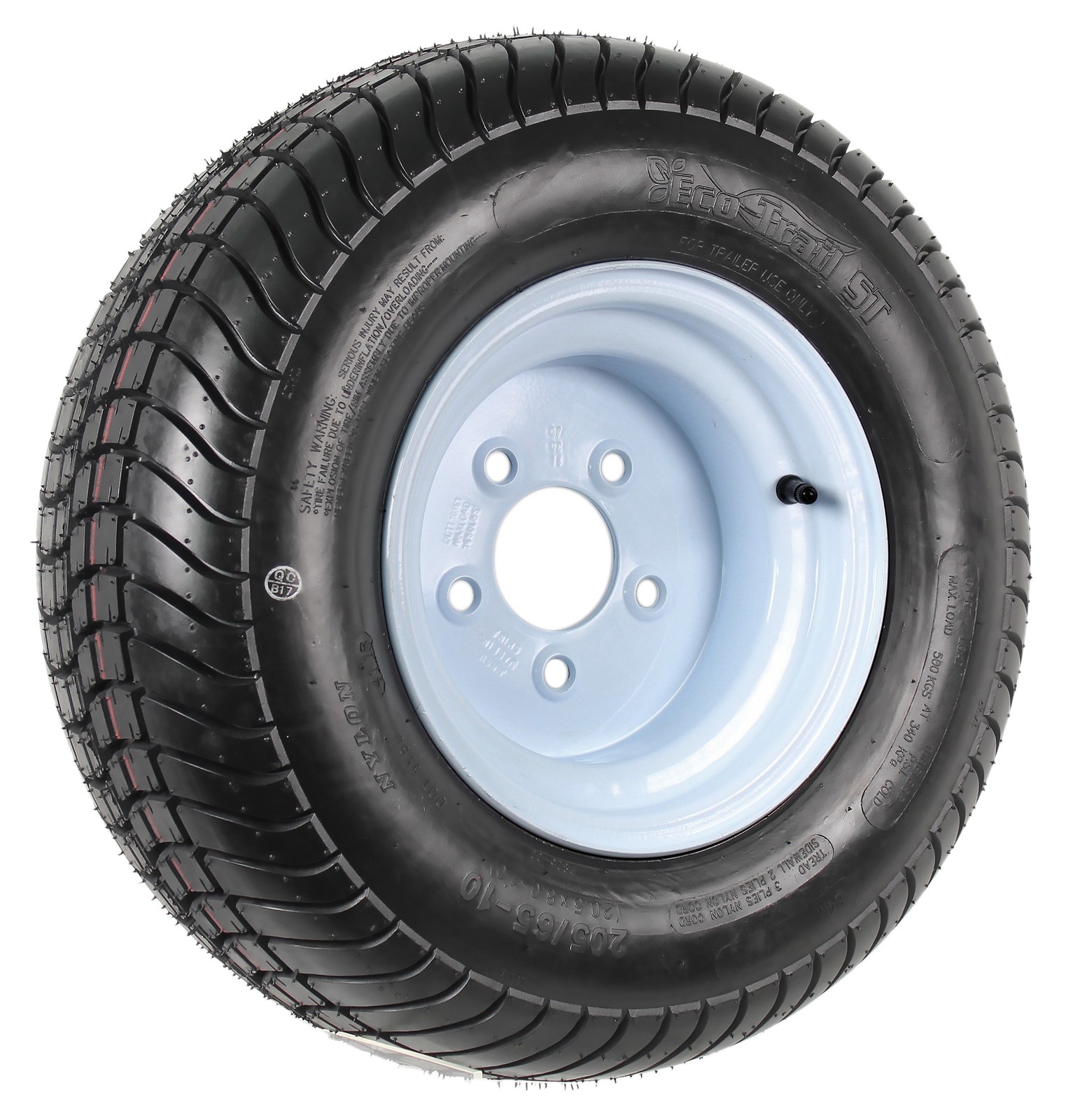 eCustomrim 2-Pk Trailer Tire Rim 205/65-10 20.5X8.0-10 5 Lug White Wheel Load E