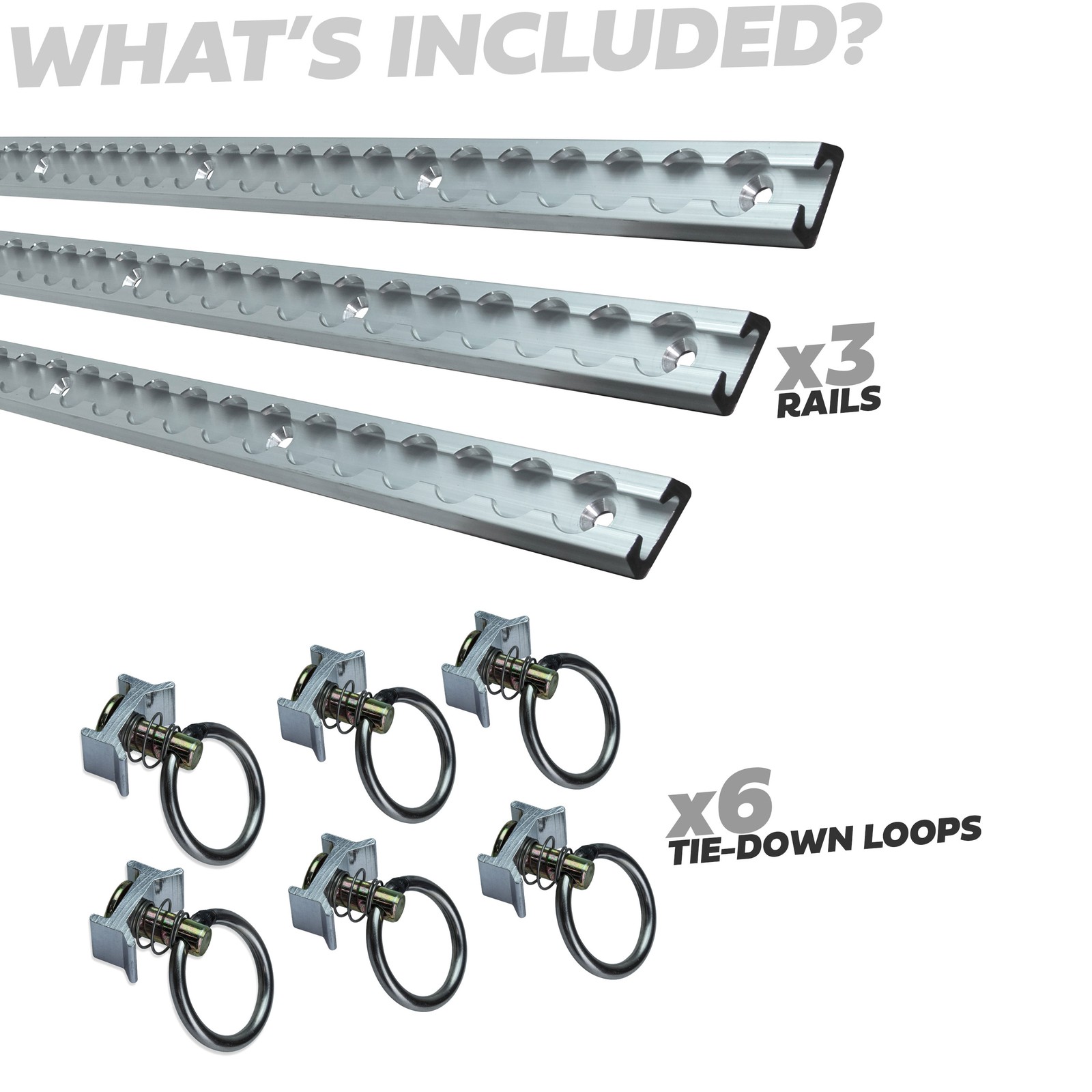 3x load cargo track rails locking liner bed 6x sliding tie down fixings lashing