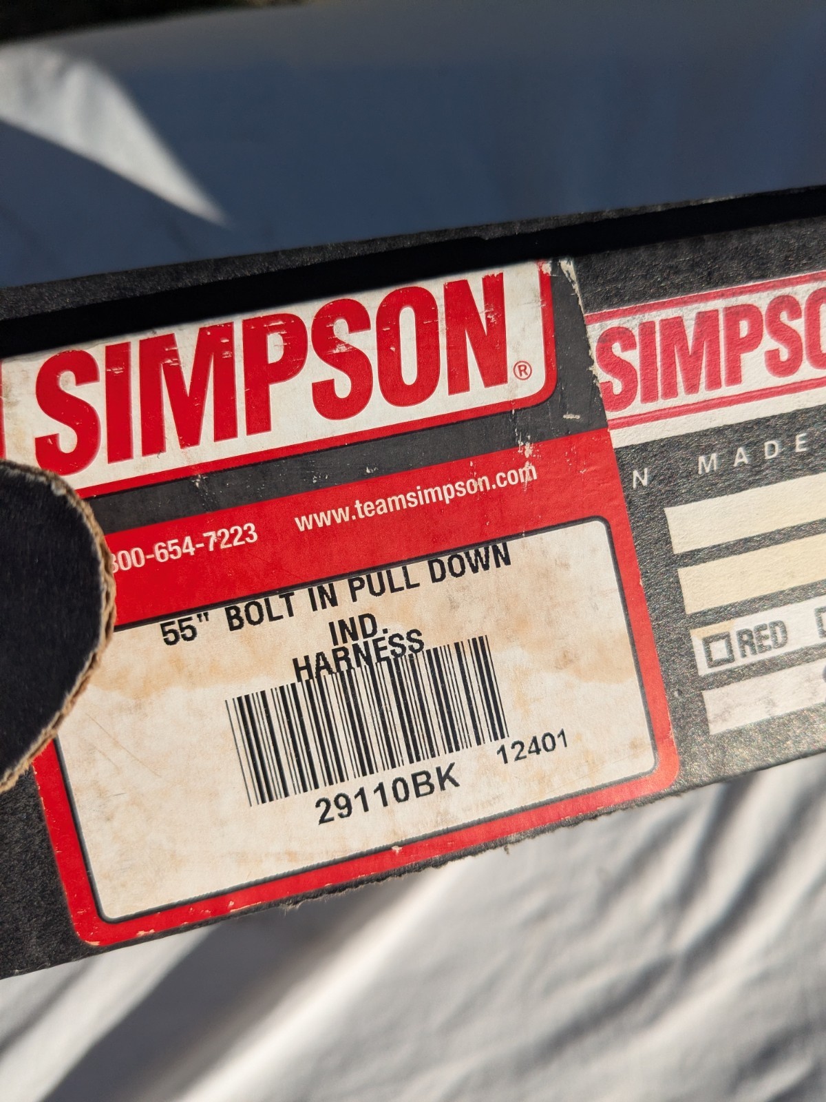 Vtg Simpson 55" Restraint Bolt In Pull Down Seatbelt Camlock 29110bk