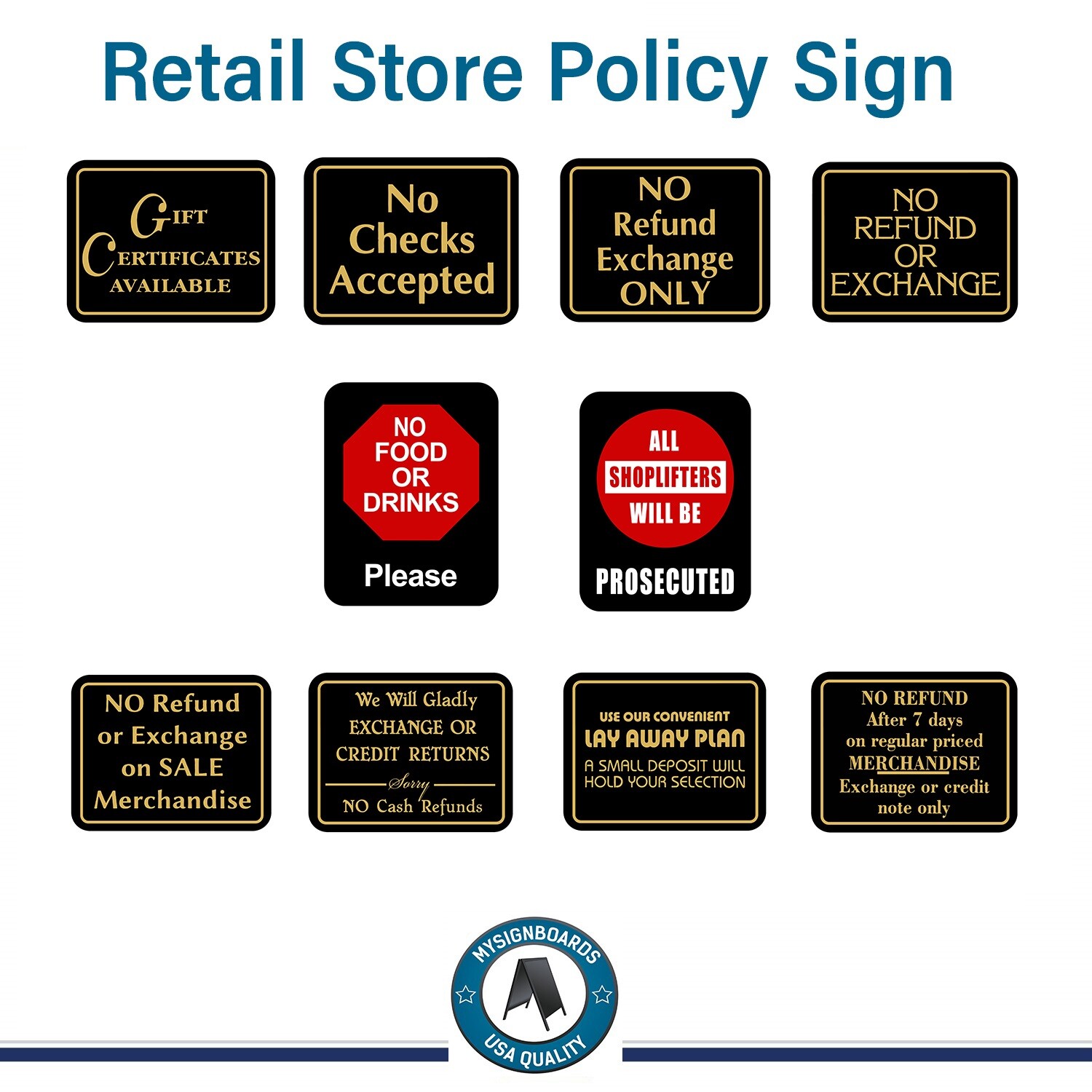 No Checks Accepted Sign Retail Store Merchandise Business Store Sale Signs
