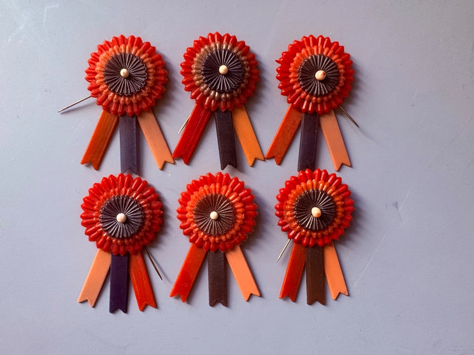 Vintage Celluloid WW2 Victory Pin Red White Blue Set of 6