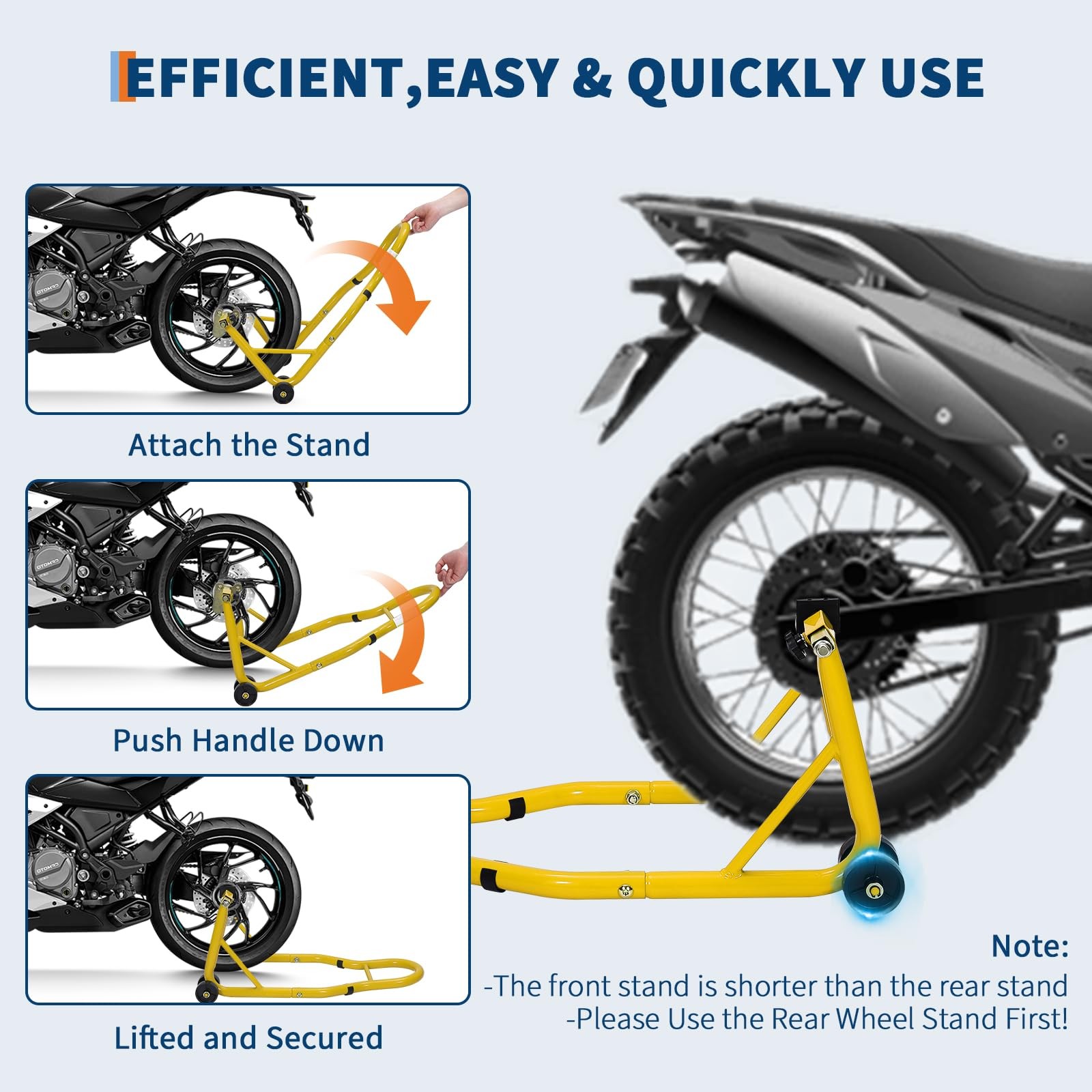 900lbs Motorcycle Front Rear Combo Stand Lift Swingarm Spool Paddock Stand Set