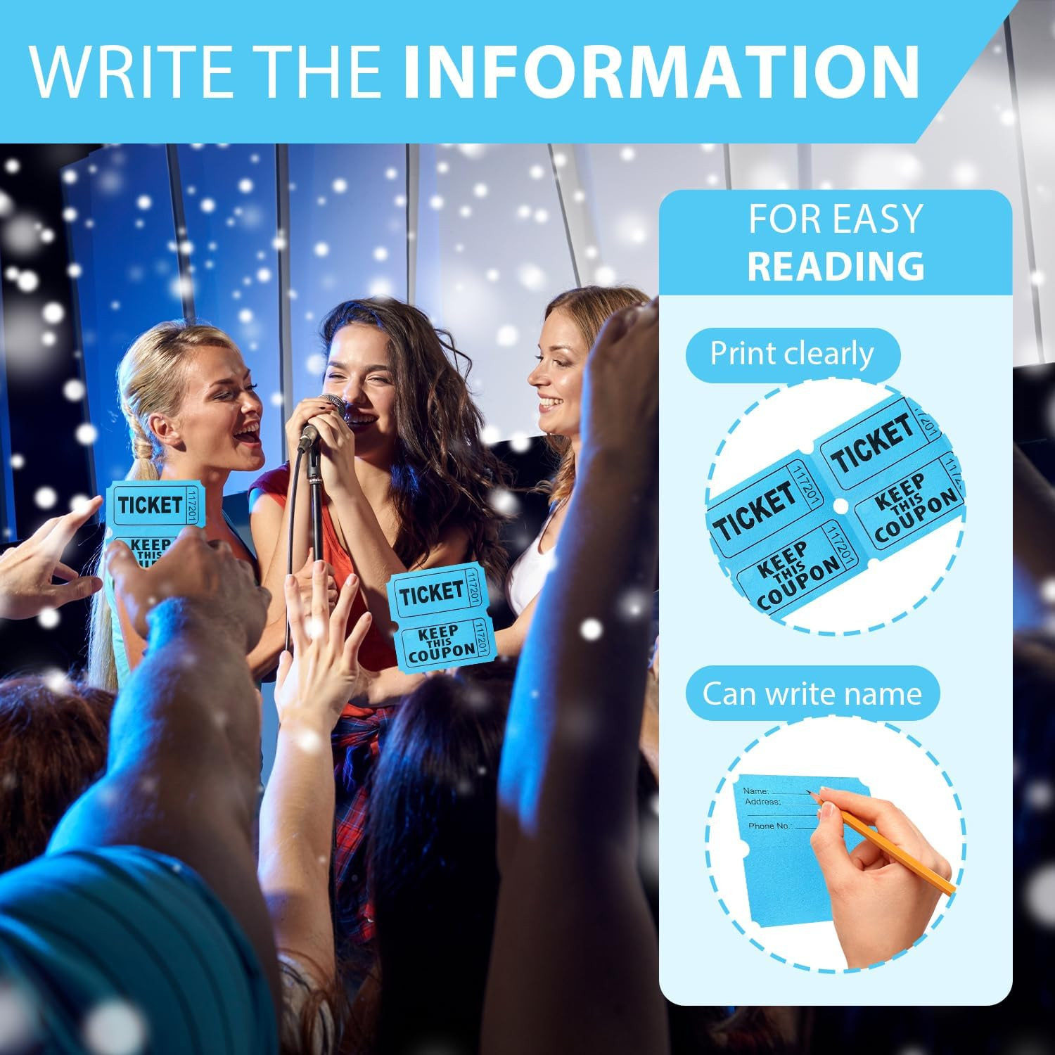 200PCS Double Roll Raffle Tickets-50/50 Raffle Tickets with Perforated Lines and