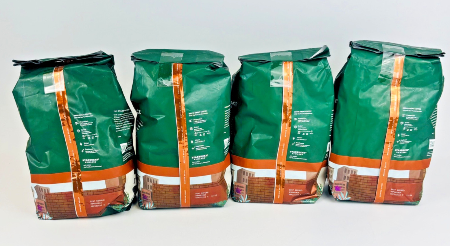 Starbucks Pike Place Medium Roast Whole Bean Coffee 4 Bags 28oz BB 3 March 2026