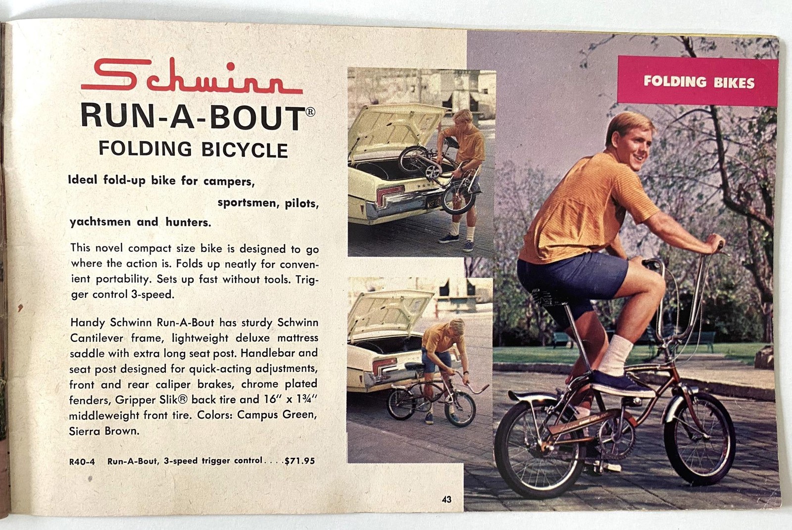 original 1969 Schwinn Bicycle CATALOG Paramount Sting-ray Cycle Truck Run-a-bout