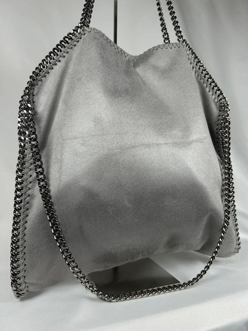 Stella Mccartney Falabella large Fold over Tote Gray Leather Shoulder bag 122611