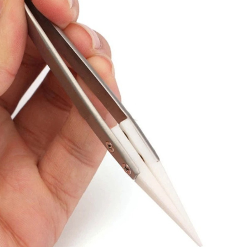 1pc Ceramic Tipped Stainless Steel Tweezers Heat-Resistant Precision Tool - NEW