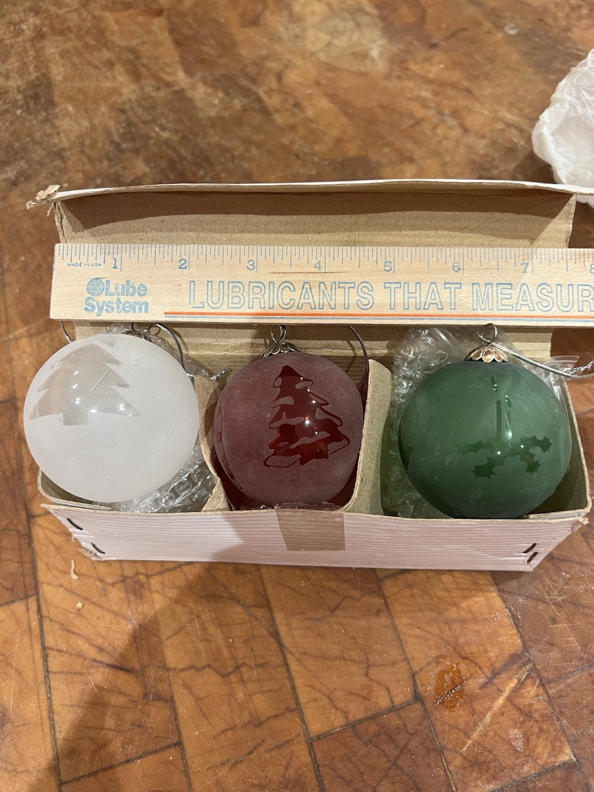 Rare Vintage Union 76 Glass Christmas Ornaments, Thick Glass Set of 3