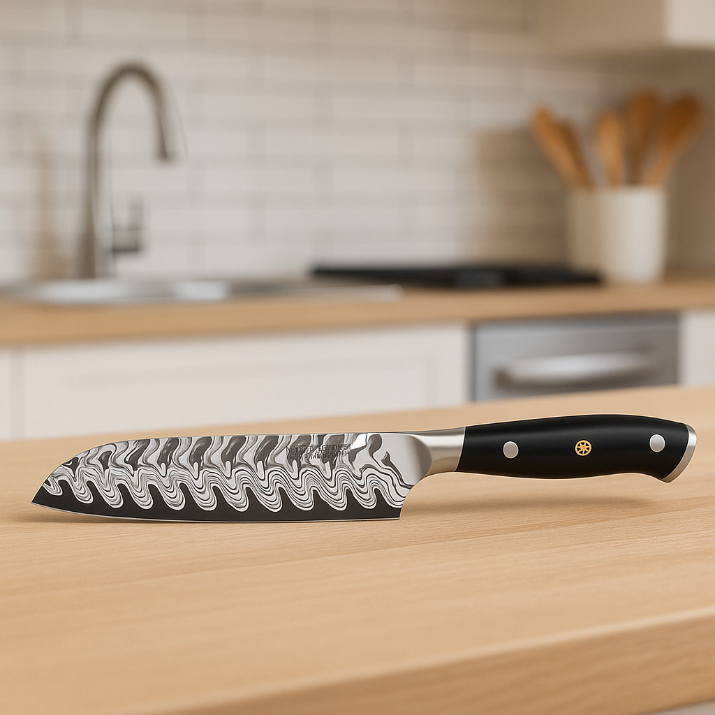 Henckels Compass Damascus Santoku Knife 7" D60 Forged Chef Kitchen Cutlery NEW