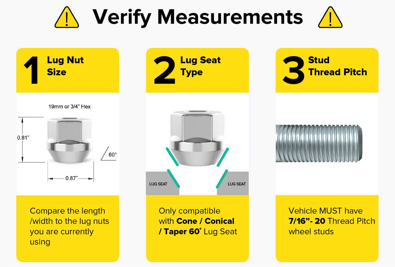 20pc Lug Nuts Acorn Chrome Open End 7/16"x20 for Chevy Buick Pontiac Oldsmobile