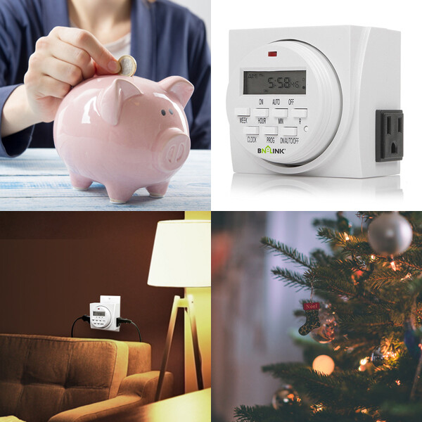 BN-LINK Heavy Duty Digital Electric Programmable Dual Outlet Timer Plug Indoor