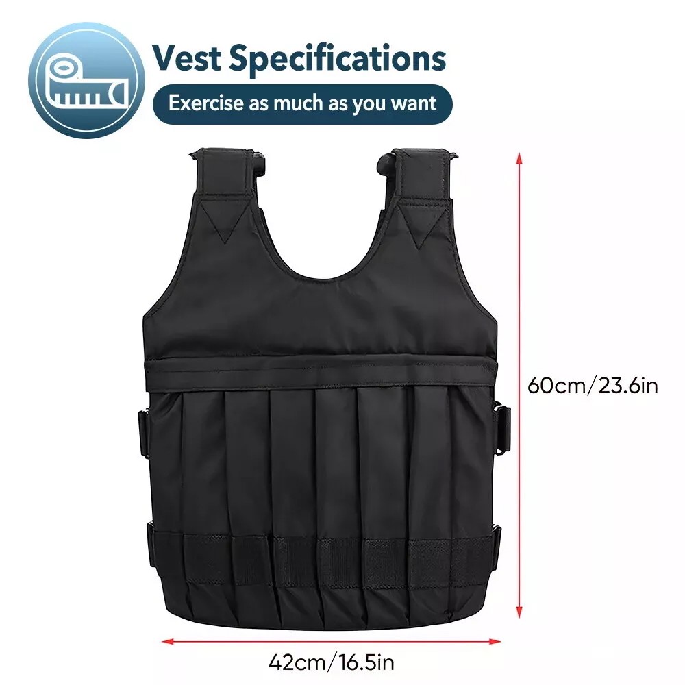 Exercise Weighted Vest Fitness Training Workout Sport 110lbs Weighted Adjustable