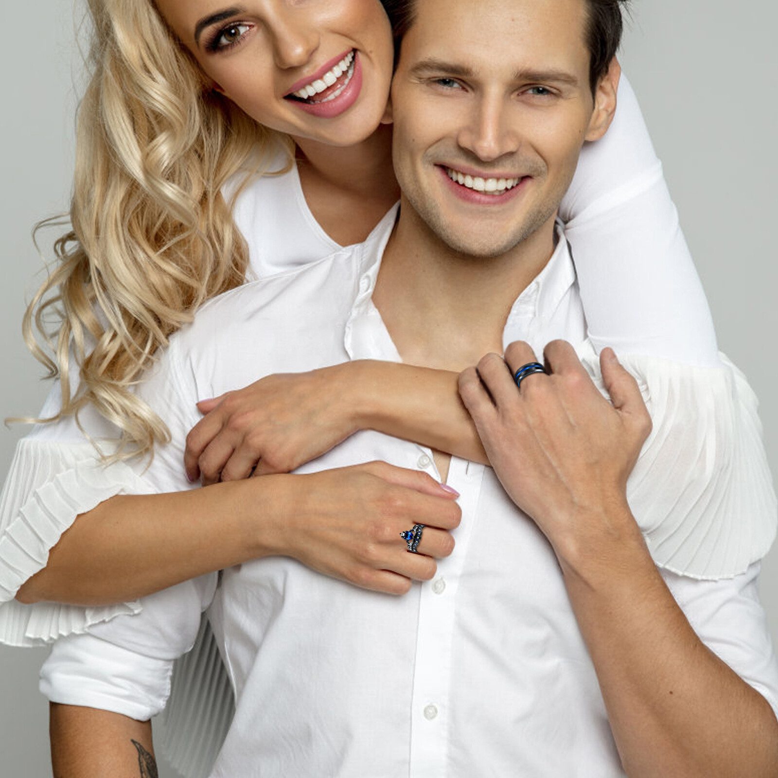 Men I Love You Wedding Band Tungsten Ring Women Heart Promise Band Couple 2pcs