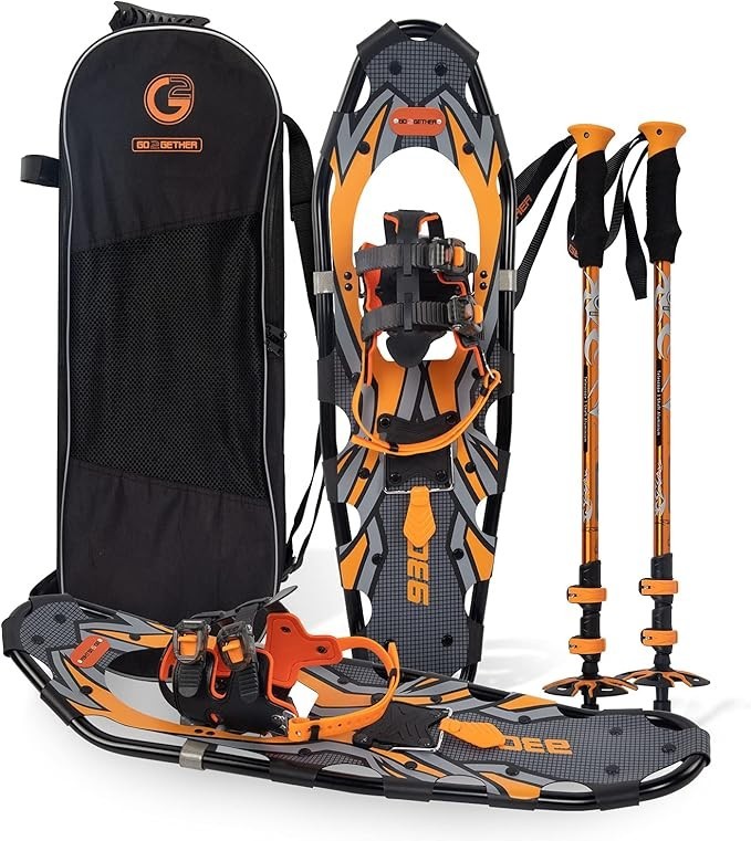 G2 30" LIGHTWEIGHT SNOWSHOES FOR MEN AND WOMEN, WITH TREKKING POLES, ORANGE