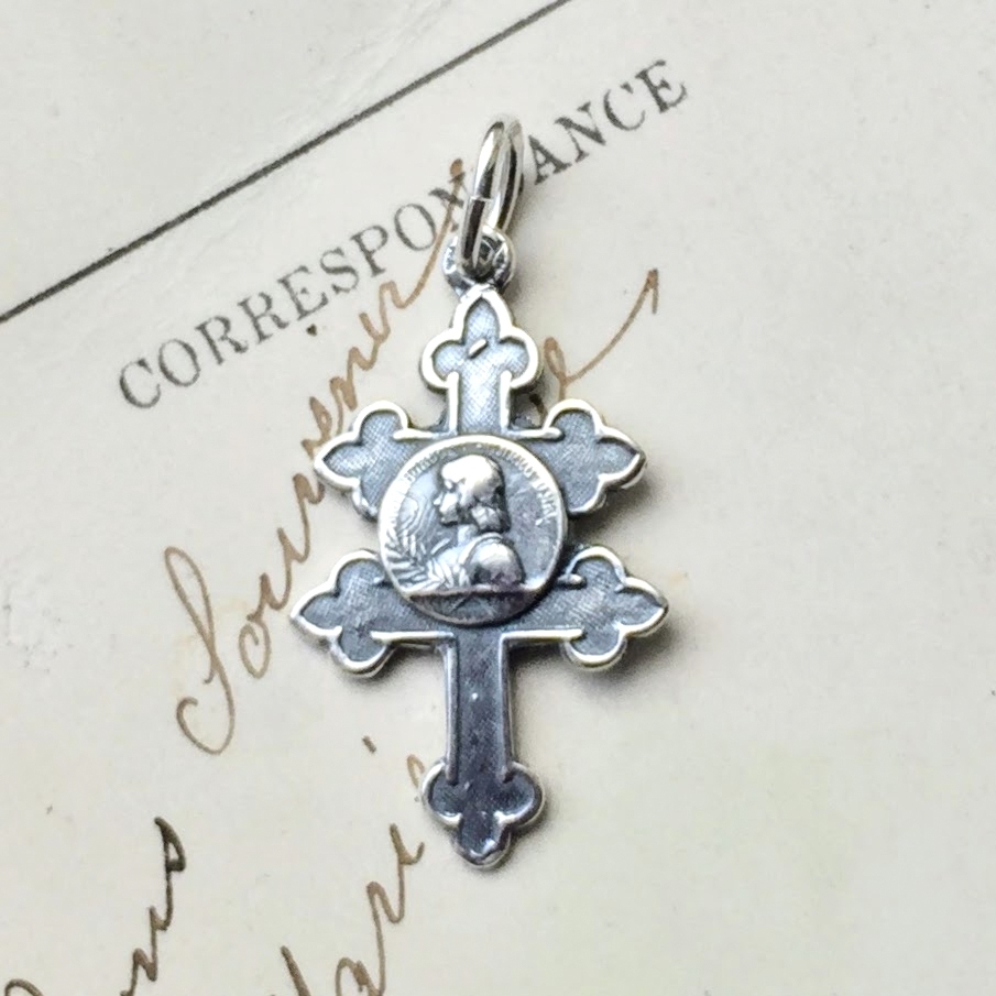 St Joan of Arc Lorraine Cross - Sterling Silver Antique Replica