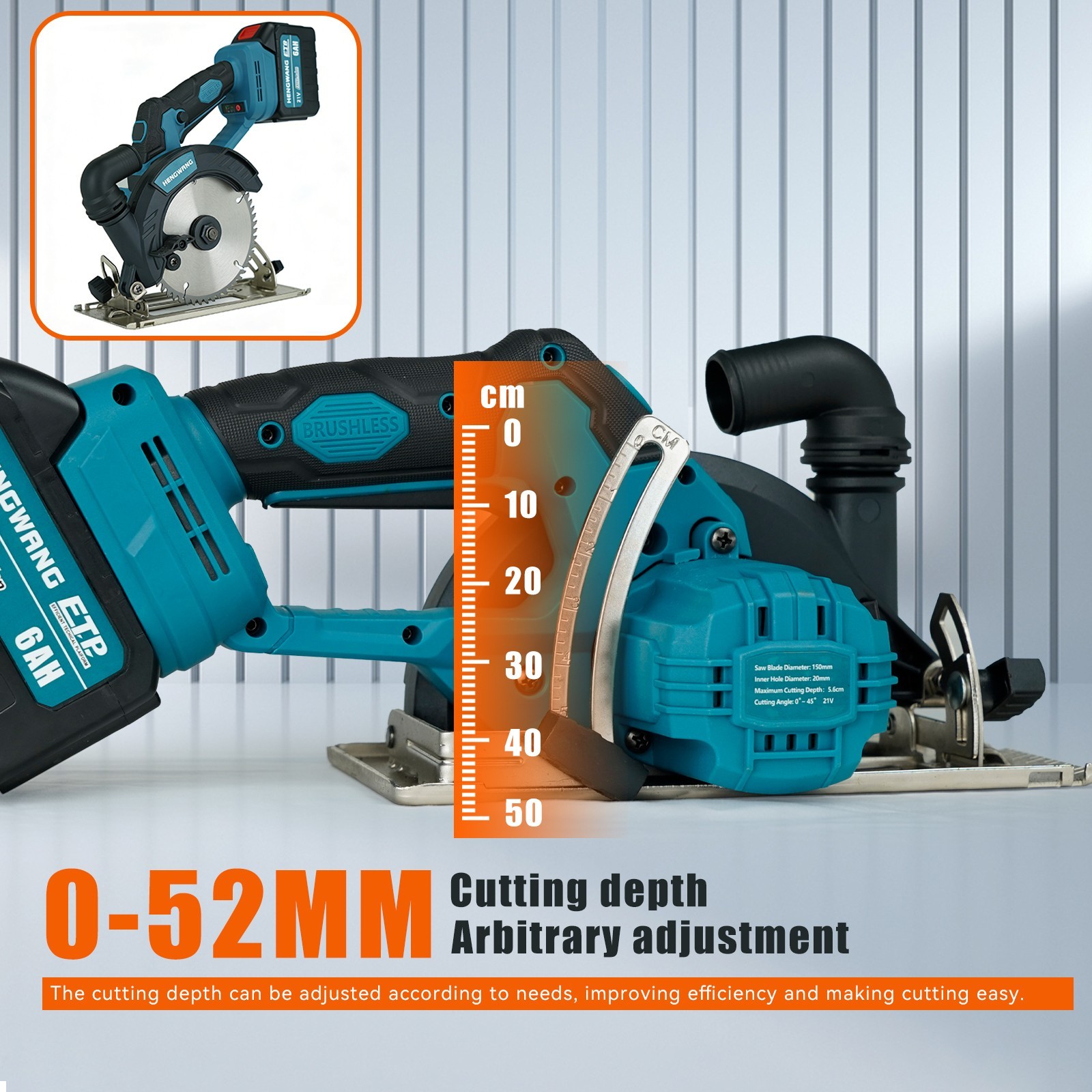 21V 6-1/2 inch Cordless Circular Saw with Two Batteries Two saw blades
