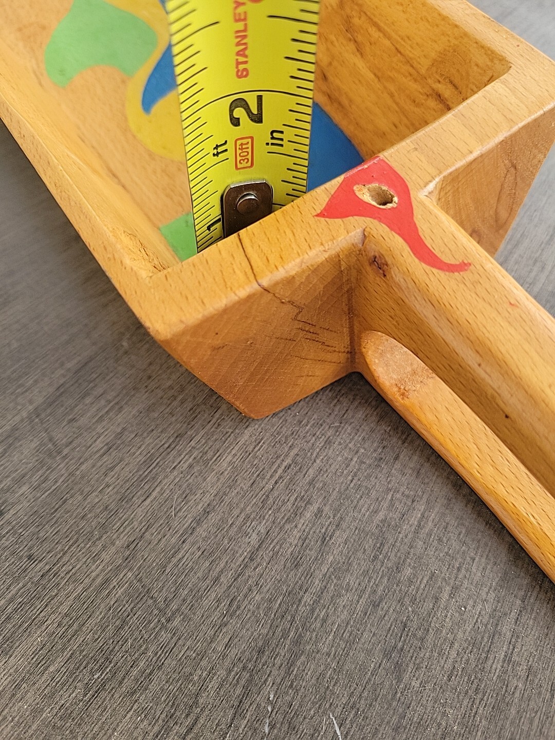 Vtg Folk Art Wooden Tole Grain Flour Scoop Painted Primitive Farm Core READ