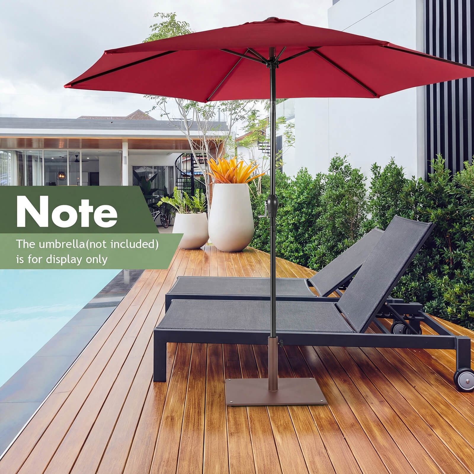 20" Square Patio Umbrella Base Weighted 35 LBS Outdoor Market Stand Footpads