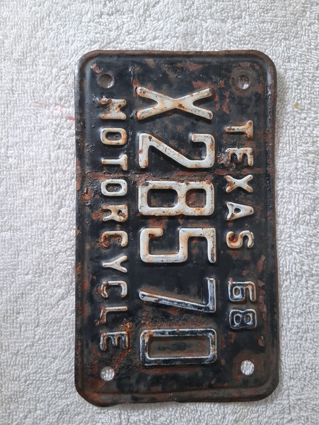 Vintage 1968 Texas Motorcycle License Plate