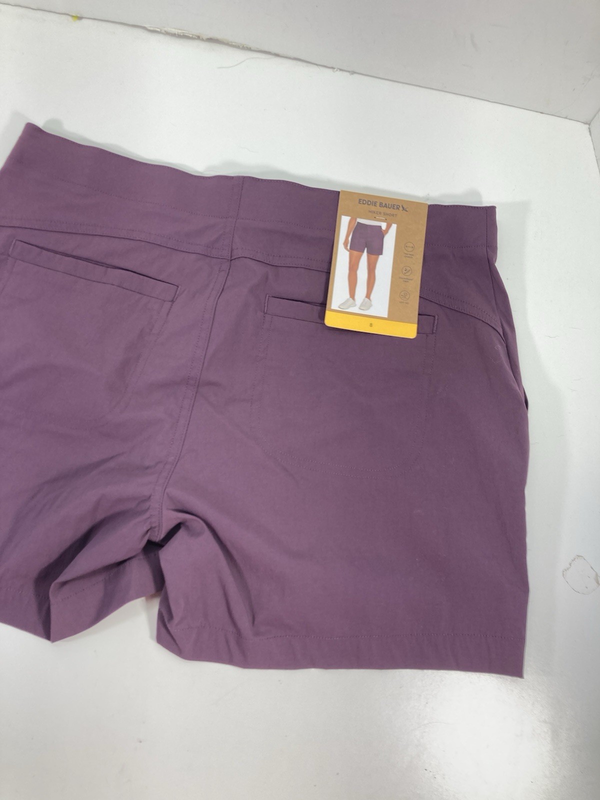 Eddie Bauer Performance Hiker Shorts Women 8 32X7 Purple Eggplant Stretch NWT