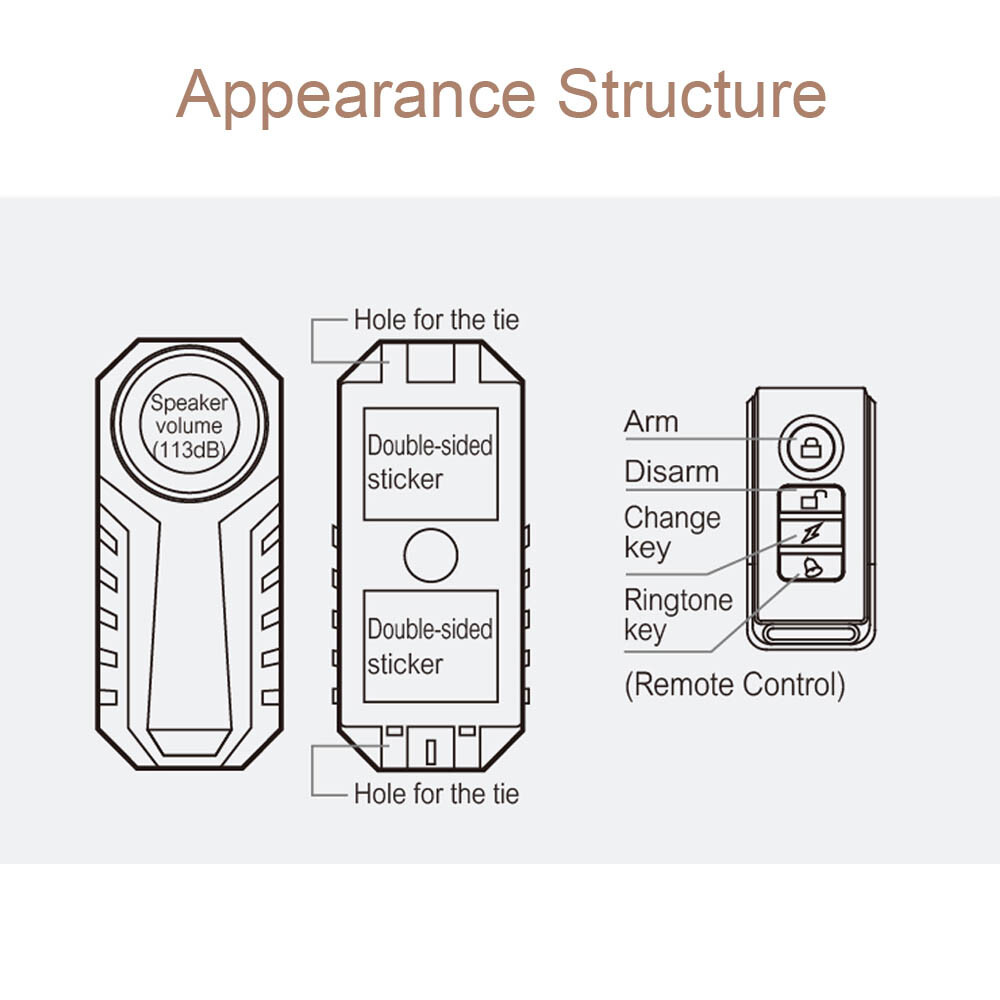 Wireless Bike Alarm with Remote 113dB Anti-Theft Vibration Motorcycle Waterproof